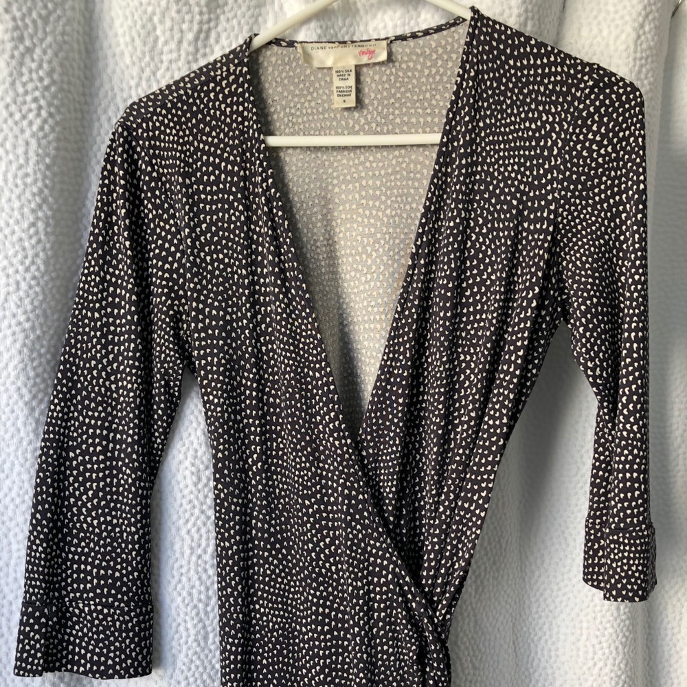 Diane Von Furstenberg Heart Print Wrap Dress